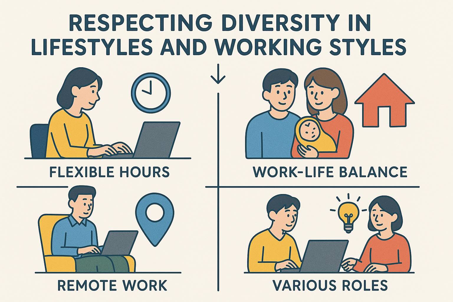 キャストリコでは、社員一人ひとりのライフスタイルや働き方の多様性を尊重し、フレックス制度を導入しています。｜イメージ